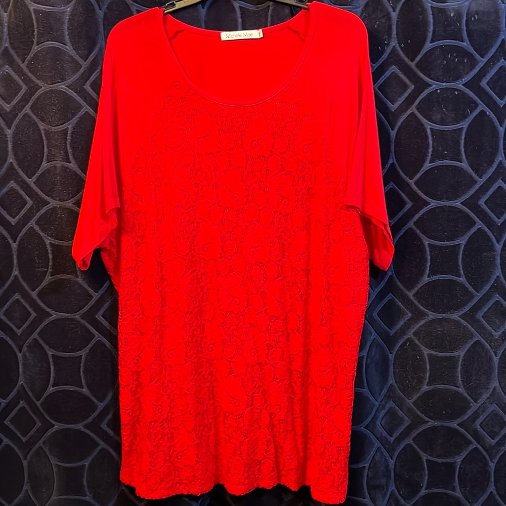 Lace front overlay on jersey material